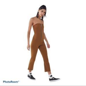 UO Antionette Zip-Front Strapless Jumpsuit Size L